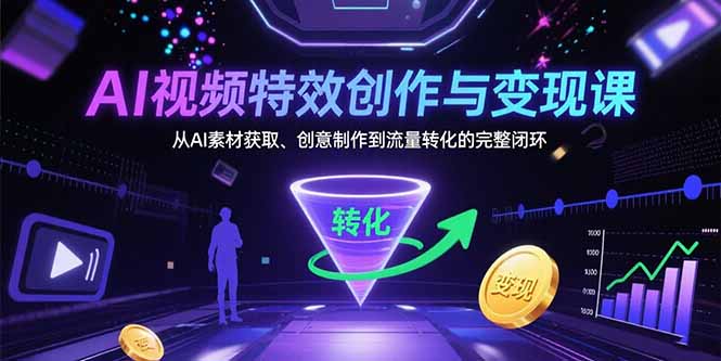 AI视频特效创作与变现课：从AI素材获取、创意制作到流量转化的完整闭环-新时光资源网
