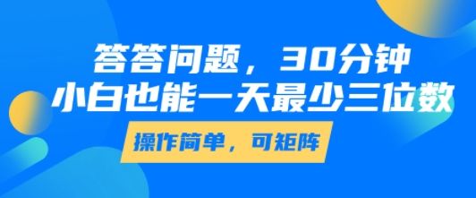 答答问题，30分钟，小白也能一天最少也有三位数，操作简单-新时光资源网