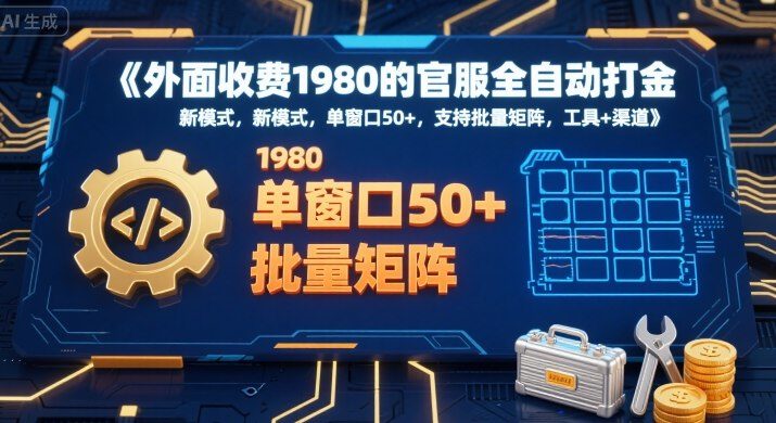 外面收费1980的官服全自动打金，新模式，单窗口50+，支持批量矩阵，工具+渠道【揭秘】-新时光资源网