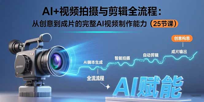 AI+视频拍摄与剪辑全流程：从创意到成片的完整AI视频制作能力(25节课-新时光资源网