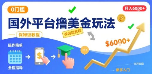 国外平台撸美金玩法，操作简单，0门槛，当月搞了6k+，保姆级教程【揭秘】-新时光资源网