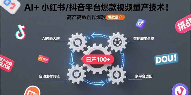 AI+小红书/抖音平台爆款视频量产技术：高产高效创作爆款视频！-新时光资源网