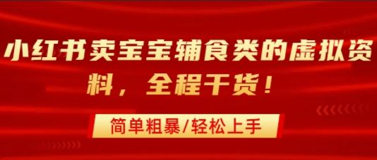 小红书卖宝宝辅食类的虚拟资料，从引流到私域变现，全程干货，简单粗暴，轻松上手-新时光资源网