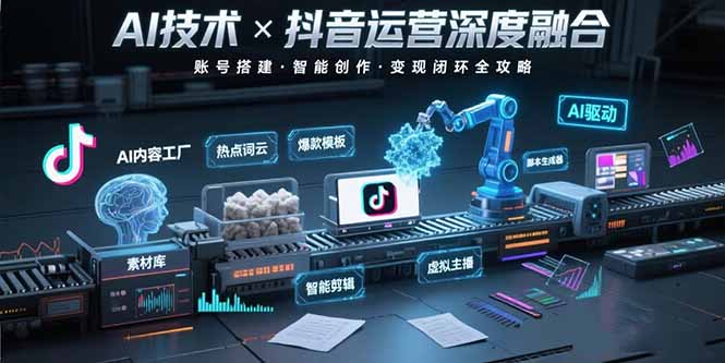 AI技术与抖音运营的深度融合应用：涵盖账号搭建、内容创作、收益变现等-新时光资源网