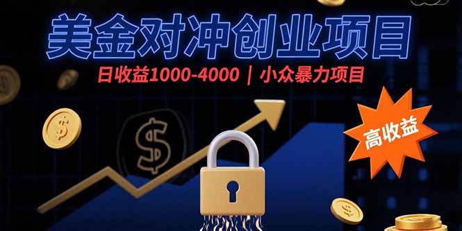 美金对冲创业项目，日收益1000-4000，小众暴力项目-新时光资源网