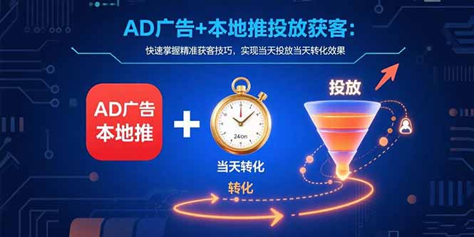 AD广告+本地推投放获客：快速掌握精准获客技巧，实现当天投放当天转化效果-新时光资源网