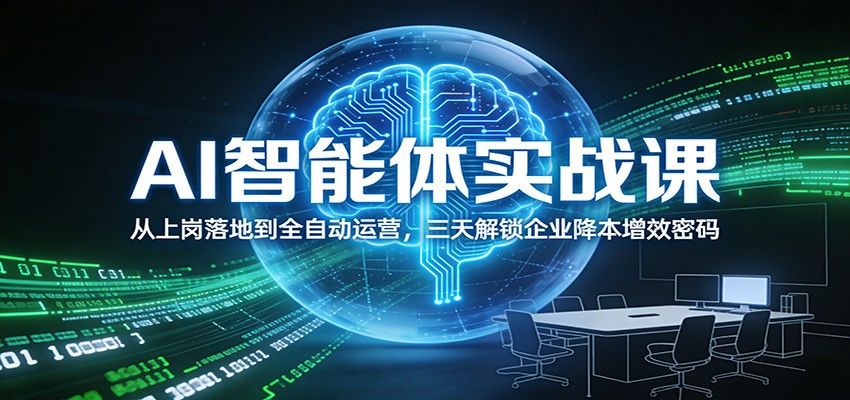 AI智能体实战课:从上岗落地到全自动运营,三天解锁企业降本增效密码-新时光资源网