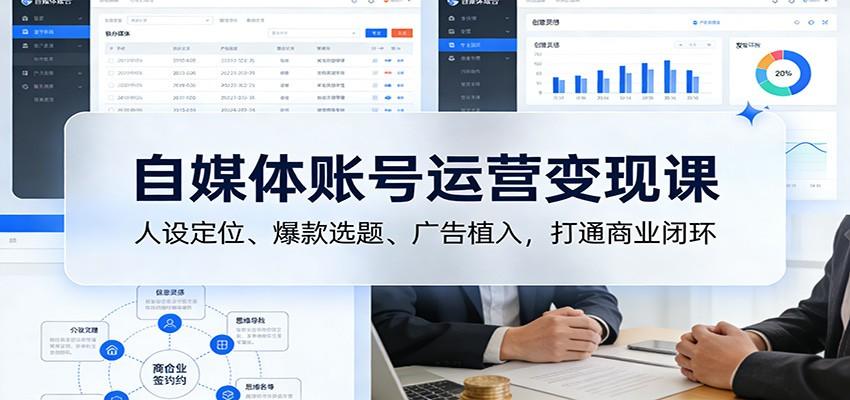 自媒体账号运营变现课：人设定位、爆款选题、广告植入，打通商业闭环-新时光资源网