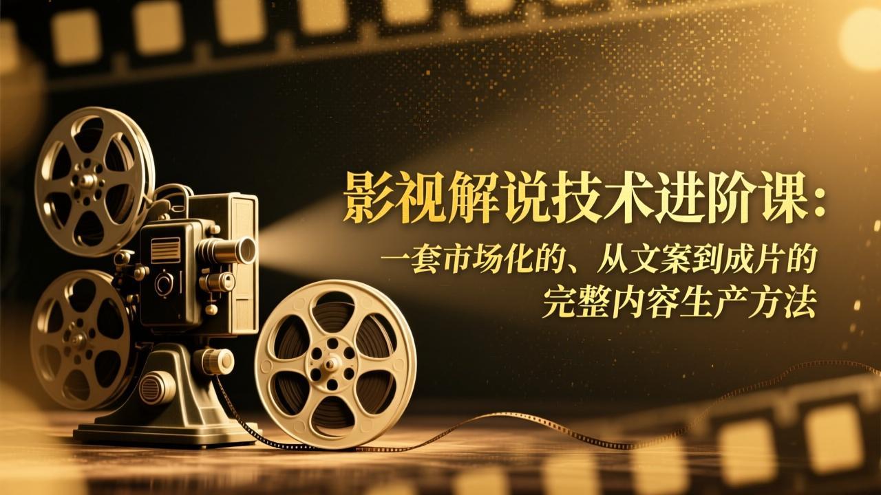 影视解说技术进阶课：一套市场化的、从文案到成片的完整内容生产方法-新时光资源网