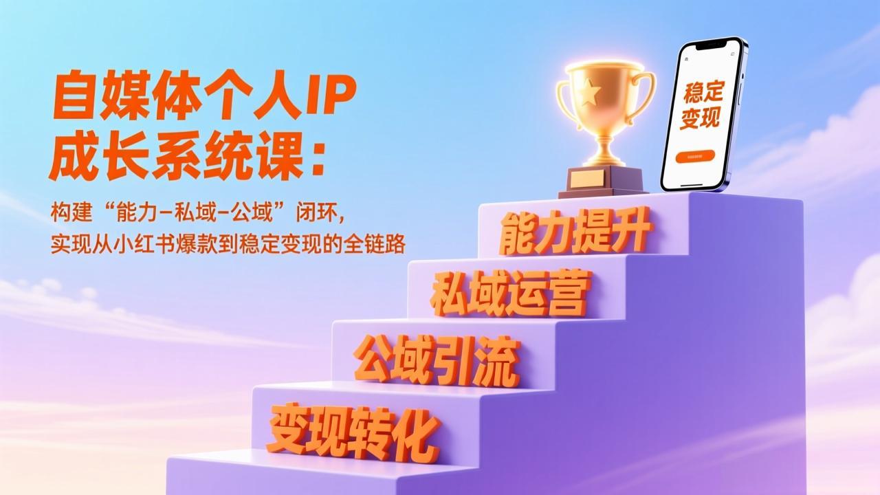 自媒体个人IP成长系统课：构建“能力-私域-公域”闭环，实现从小红书爆款到稳定变现的全链路-新时光资源网