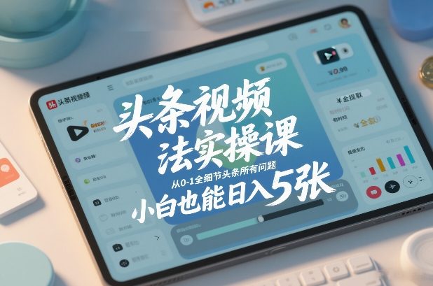 头条视频玩法实操课，从0-1全细节头条所有问题，小白也能日入5张-新时光资源网