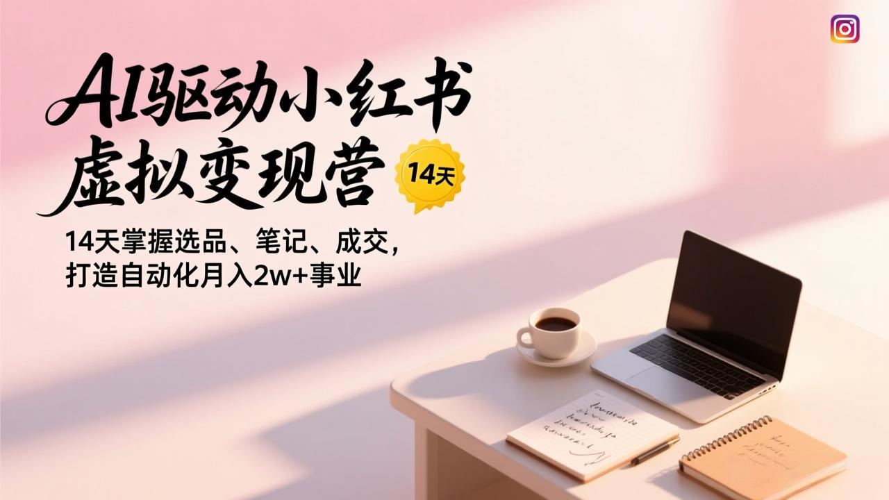 AI驱动小红书虚拟变现营，14天掌握选品、笔记、成交，打造自动化月入2w+事业-新时光资源网