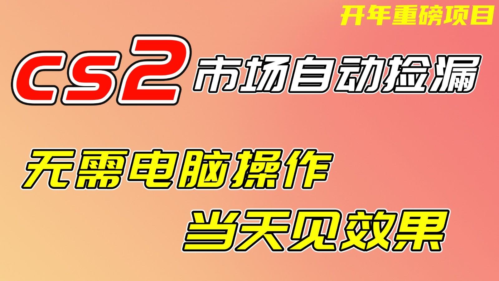 CS2市场挂机项，无需电脑操作，无需进入游戏，当天见效果，支持任何形式验证-新时光资源网