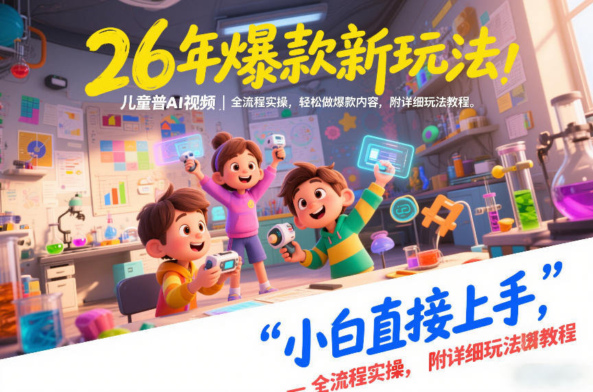 26年爆款新玩法,儿童科普AI视频,全流程实操,轻松做爆款内容,小白直接上手,附详细玩法教程-新时光资源网