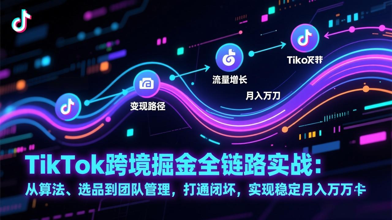 TikTok跨境掘金全链路实战：从算法、选品到团队管理，打通闭环，实现稳定月入万刀-新时光资源网