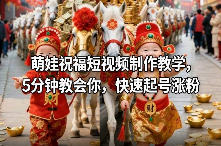 萌娃祝福短视频制作教学,5分钟教会你,快速起号涨粉-新时光资源网