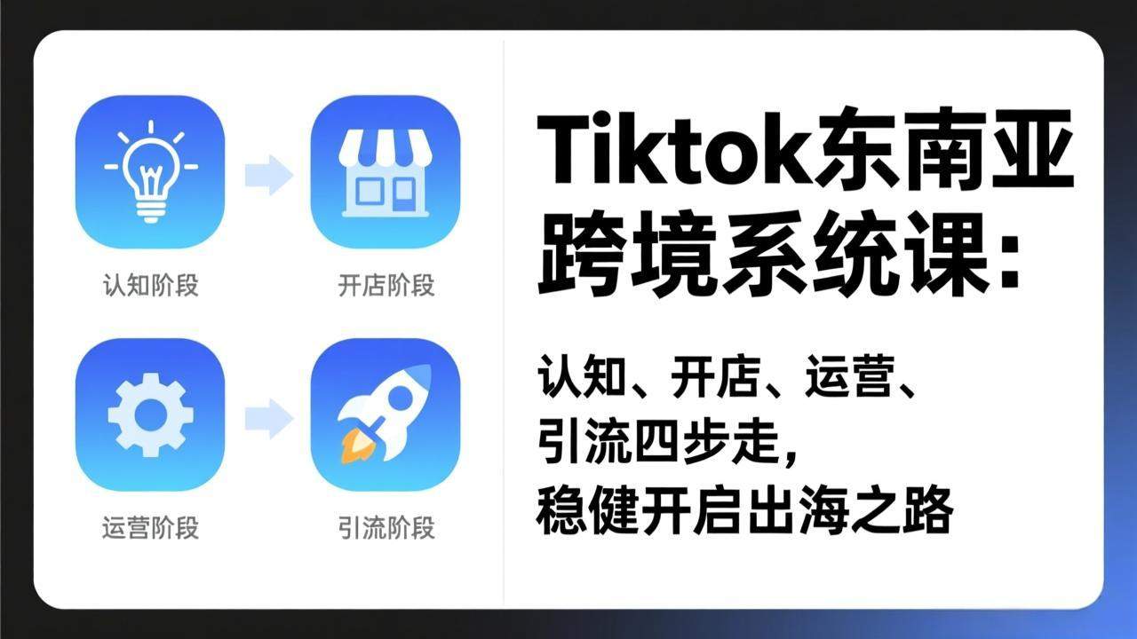 TikTok东南亚跨境系统课：认知、开店、运营、引流四步走，稳健开启出海之路-新时光资源网
