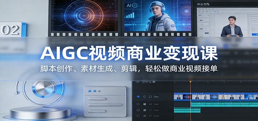 AIGC视频商业变现课：脚本创作、素材生成、剪辑，轻松做商业视频接单-新时光资源网
