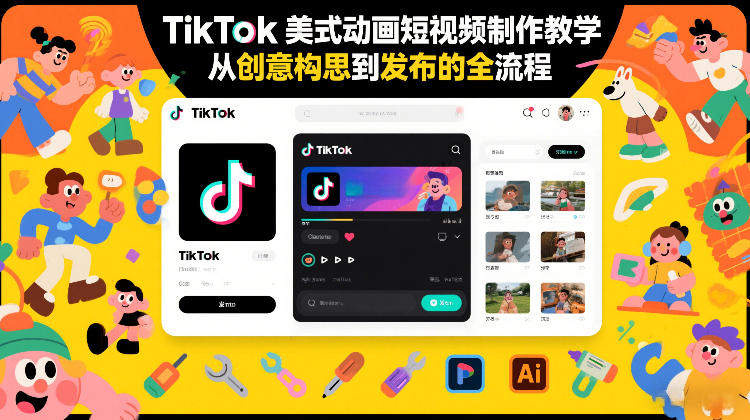TikTok美式动画短视频制作教学，从创意构思到发布的全流程-新时光资源网