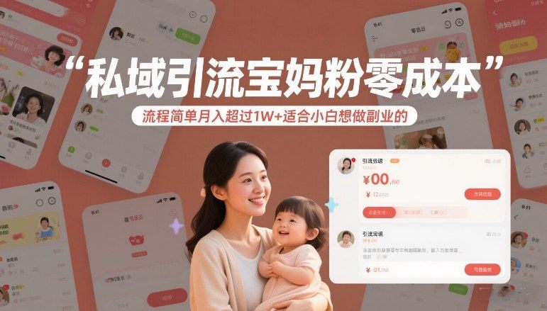 私域引流宝妈粉零成本流程简单月入超过1W+适合小白想做副业的-新时光资源网