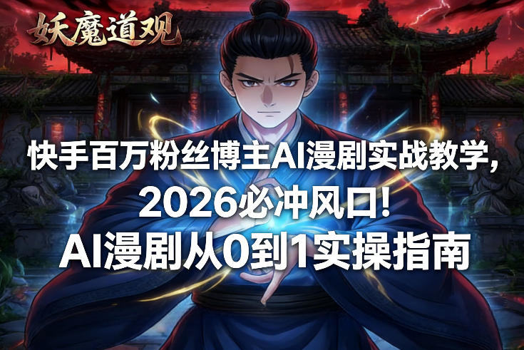 快手百万粉丝博主AI漫剧实战教学，2026必冲风口！AI漫剧从0到1实操指南-新时光资源网