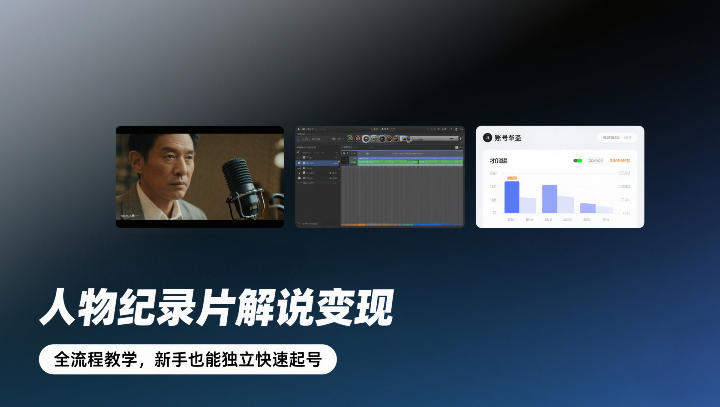 人物纪录片解说变现,全流程教学,新手也能独立快速起号-新时光资源网