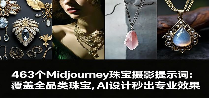 463个Midjourney珠宝摄影提示词:覆盖全品类珠宝,AI设计秒出专业效果-新时光资源网