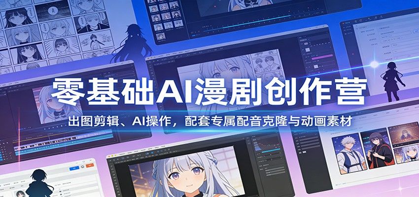 零基础AI漫剧创作营：出图剪辑、AI操作，配套专属配音克隆与动画素材-新时光资源网