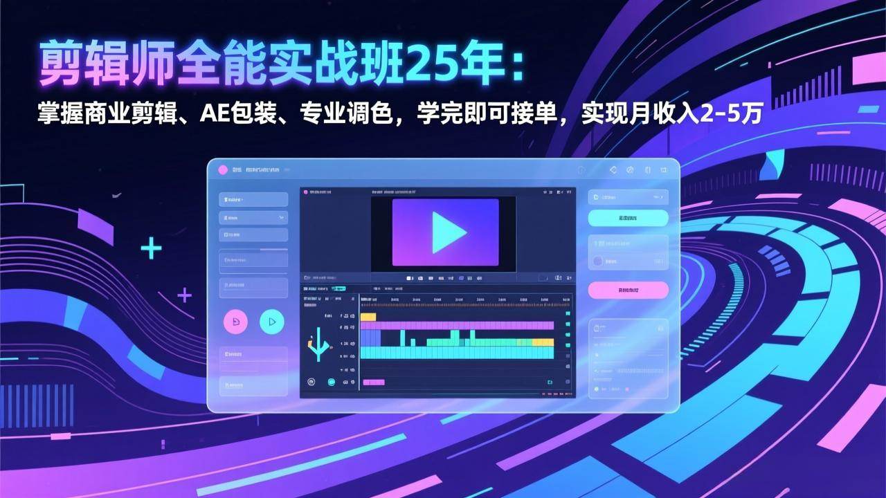 剪辑师全能实战班25年：掌握商业剪辑、AE包装、专业调色，学完即可接单，实现月收入2-5万-新时光资源网