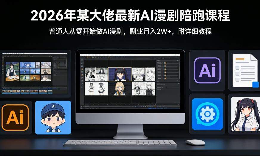 26年某大佬最新Ai漫剧陪跑课程，普通人从零开始做AI漫剧，副业月入2W+-新时光资源网