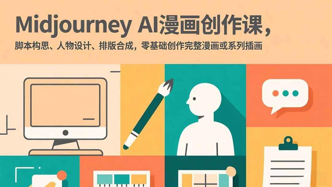 Midjourney AI漫画创作课,脚本构思、人物设计、排版合成,零基础创作完整漫画或系列插画-新时光资源网