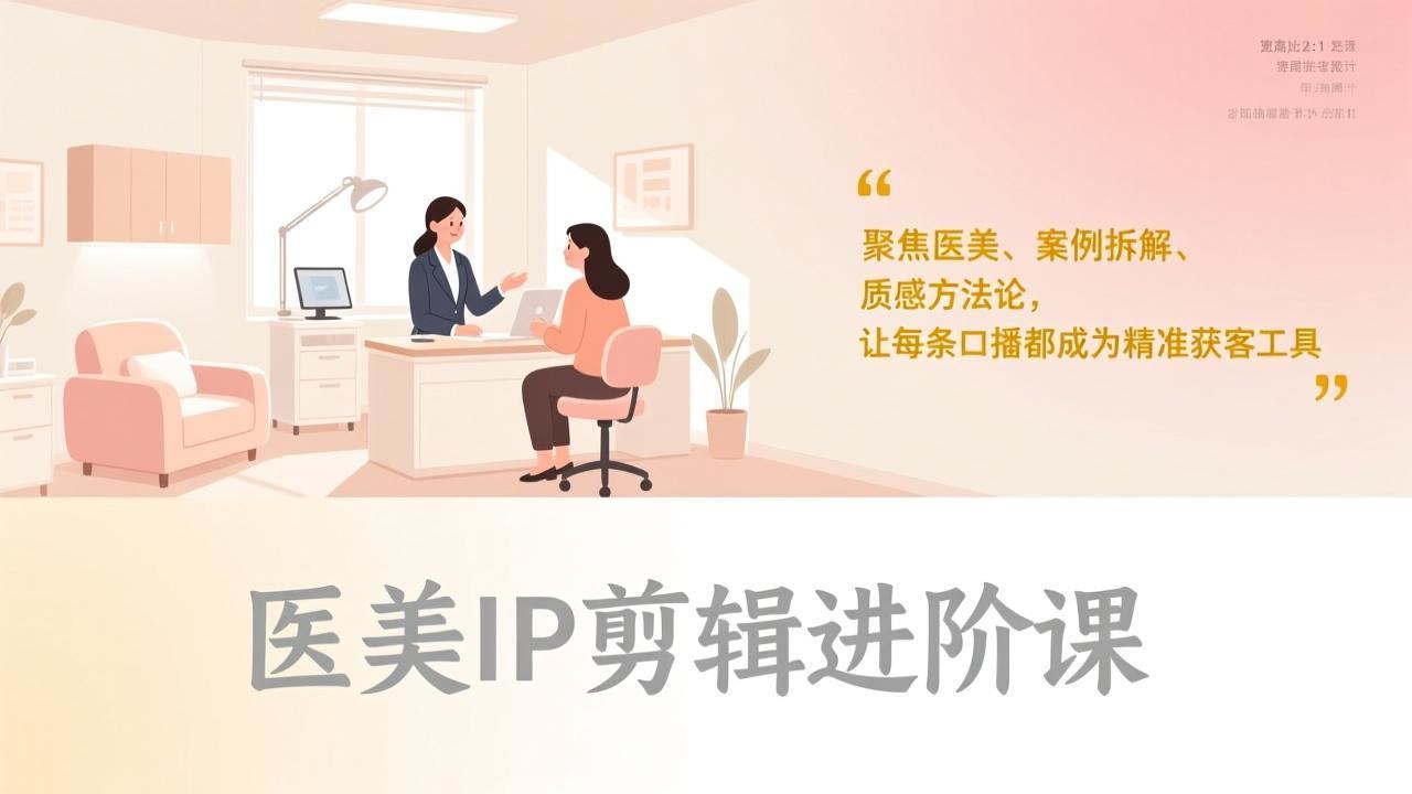 医美IP剪辑进阶课，聚焦医美、案例拆解、质感方法论，让每条口播都成为精准获客工具-新时光资源网