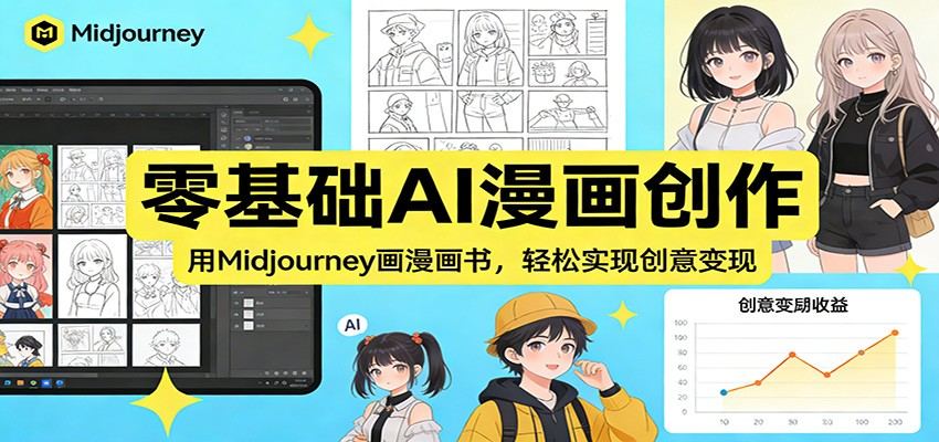 零基础AI漫画创作：用Midjourney画漫画书，轻松实现创意变现-新时光资源网