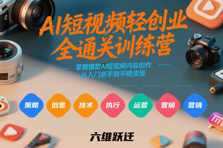 AI短视频轻创业全通关训练营，掌握爆款AI短视频内容创作，从入门新手到平稳变现的六维跃迁-新时光资源网