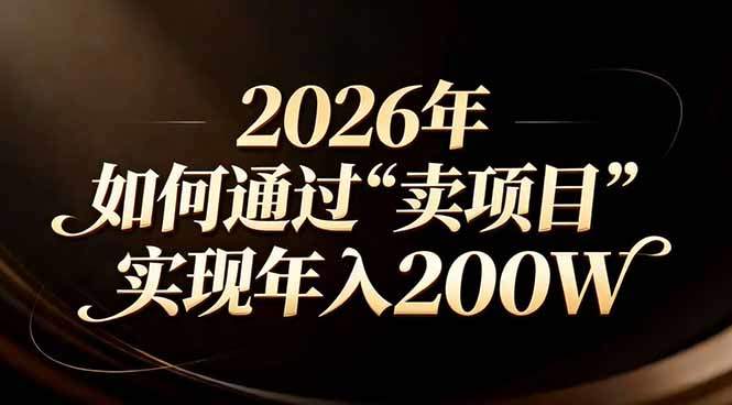 站在2026年的十字路口：一个普通人如何通过卖项目实现年入200万-新时光资源网