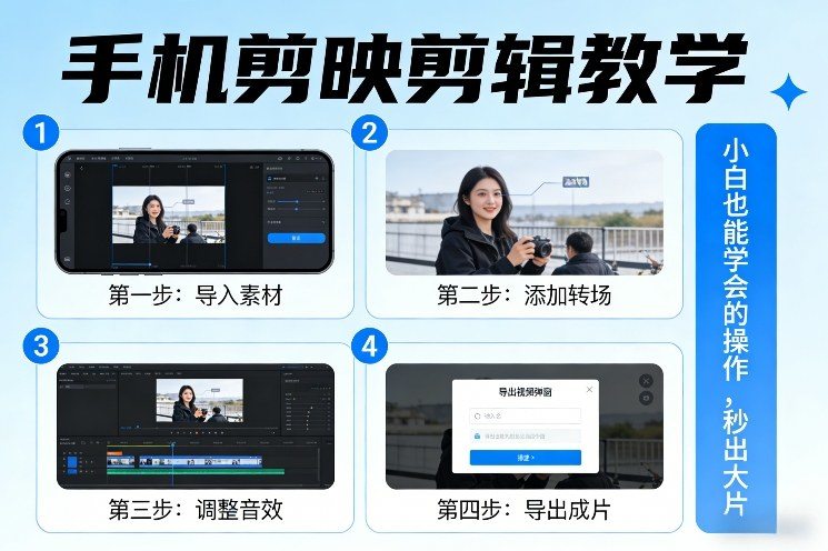手机剪映剪辑教学，小白也能学会的操作，秒出大片-新时光资源网