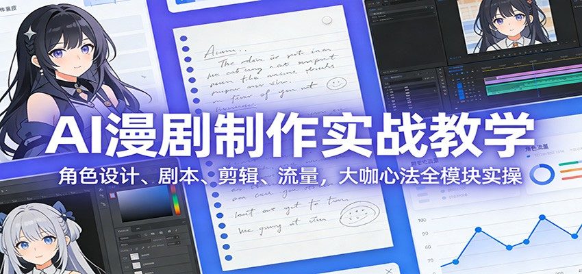 AI 漫剧制作实战教学：角色设计、剧本、剪辑、流量，大咖心法全模块实操-新时光资源网