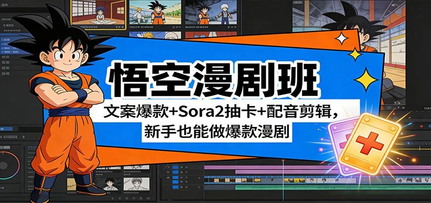 悟空漫剧班：文案爆款+Sora2抽卡+配音剪辑，新手也能做爆款漫剧-新时光资源网