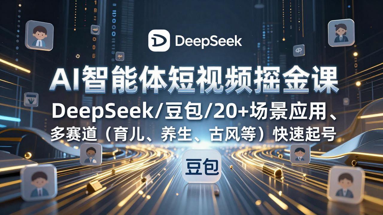 AI智能体短视频掘金课，DeepSeek/豆包/20+场景应用、多赛道(育儿、养生、古风等-新时光资源网