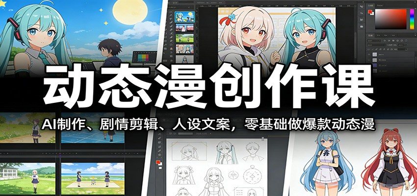 动态漫创作课：AI制作、剧情剪辑、人设文案，零基础做爆款动态漫-新时光资源网