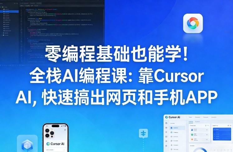 零编程基础也能学！全栈AI编程课：靠Cursor AI，快速搞出网页和手机APP-新时光资源网