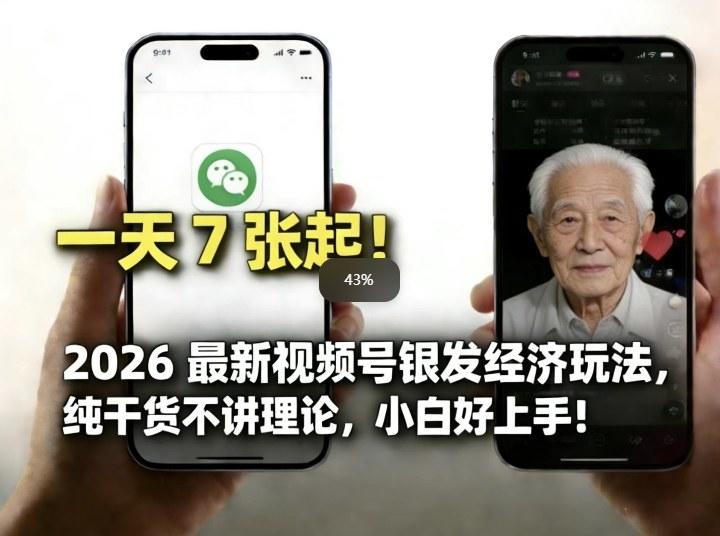 2026最新视频号银发经济玩法,轻松每天7张起,小白也可做-新时光资源网
