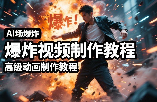 AI场景爆炸视频制作教程，利用人物实拍视频制作出高级的动画特效-新时光资源网