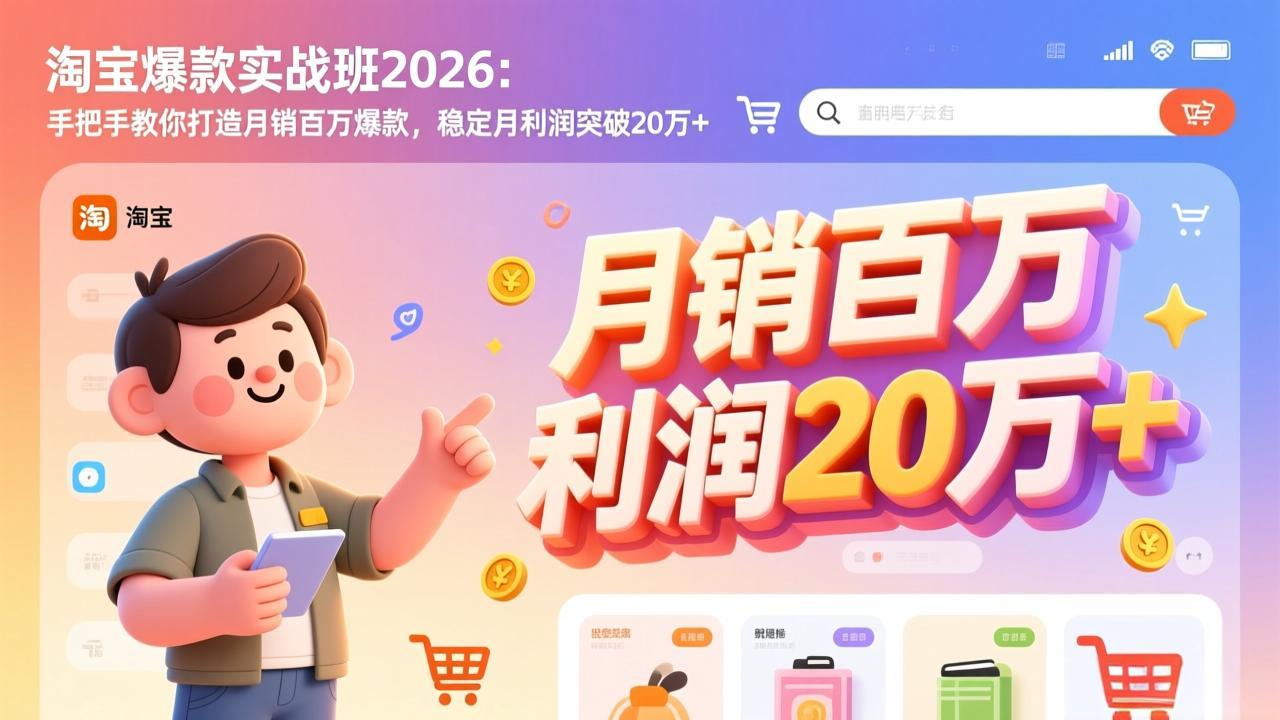 淘宝爆款实战班-2026年2月更新：手把手教你打造月销百万爆款，稳定月利润突破20万+-新时光资源网