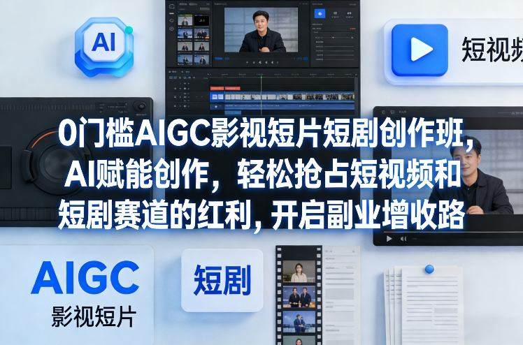 0门槛AIGC影视短片短剧创作班,AI赋能创作,轻松抢占短视频和短剧赛道的红利,开启副业增收路-新时光资源网