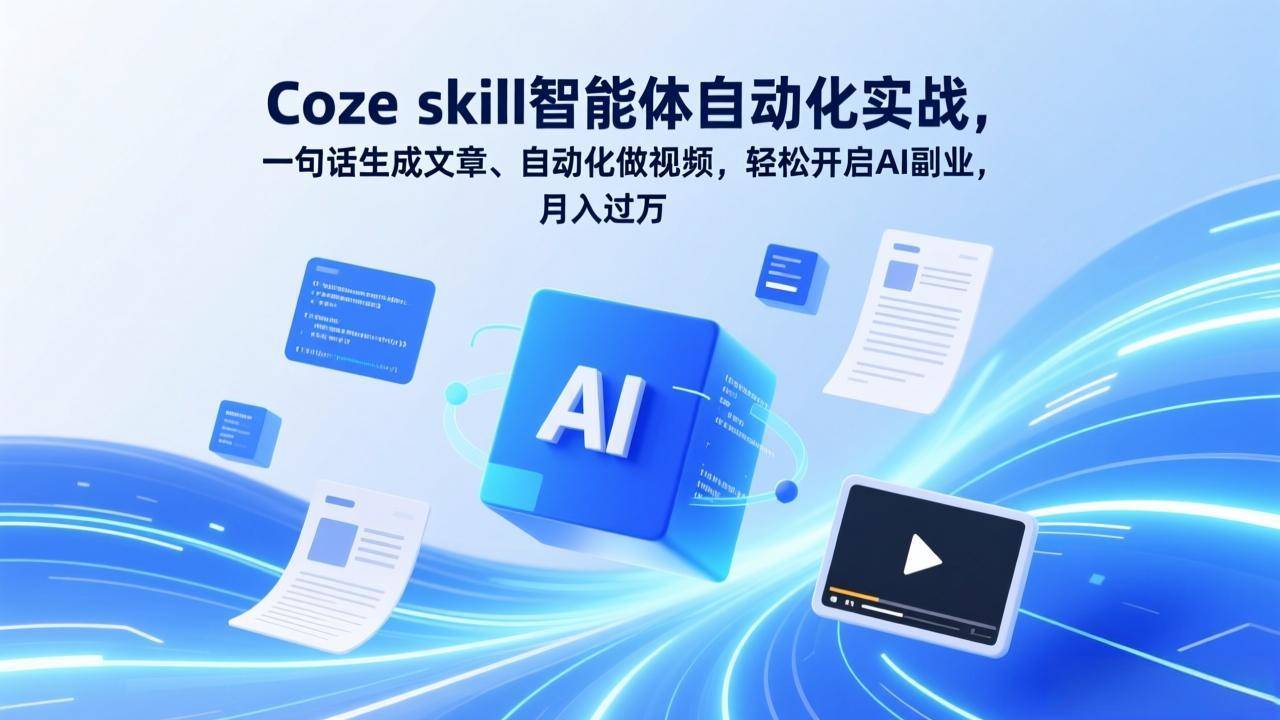 Coze skill智能体自动化实战,一句话生成文章、自动化做视频,轻松开启AI副业,月入过万-新时光资源网