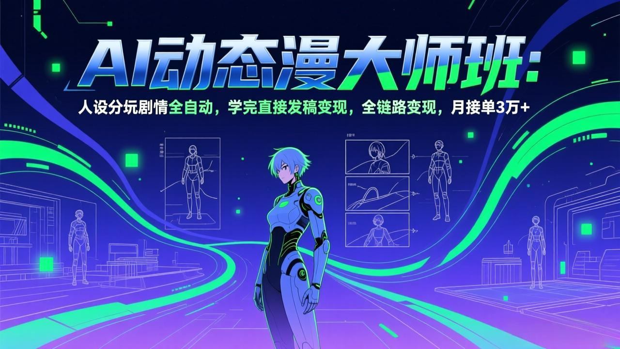 AI动态漫剧大师班：人设分镜剧情全自动，学完直接发稿变现，全链路变现，月接单3万+-新时光资源网