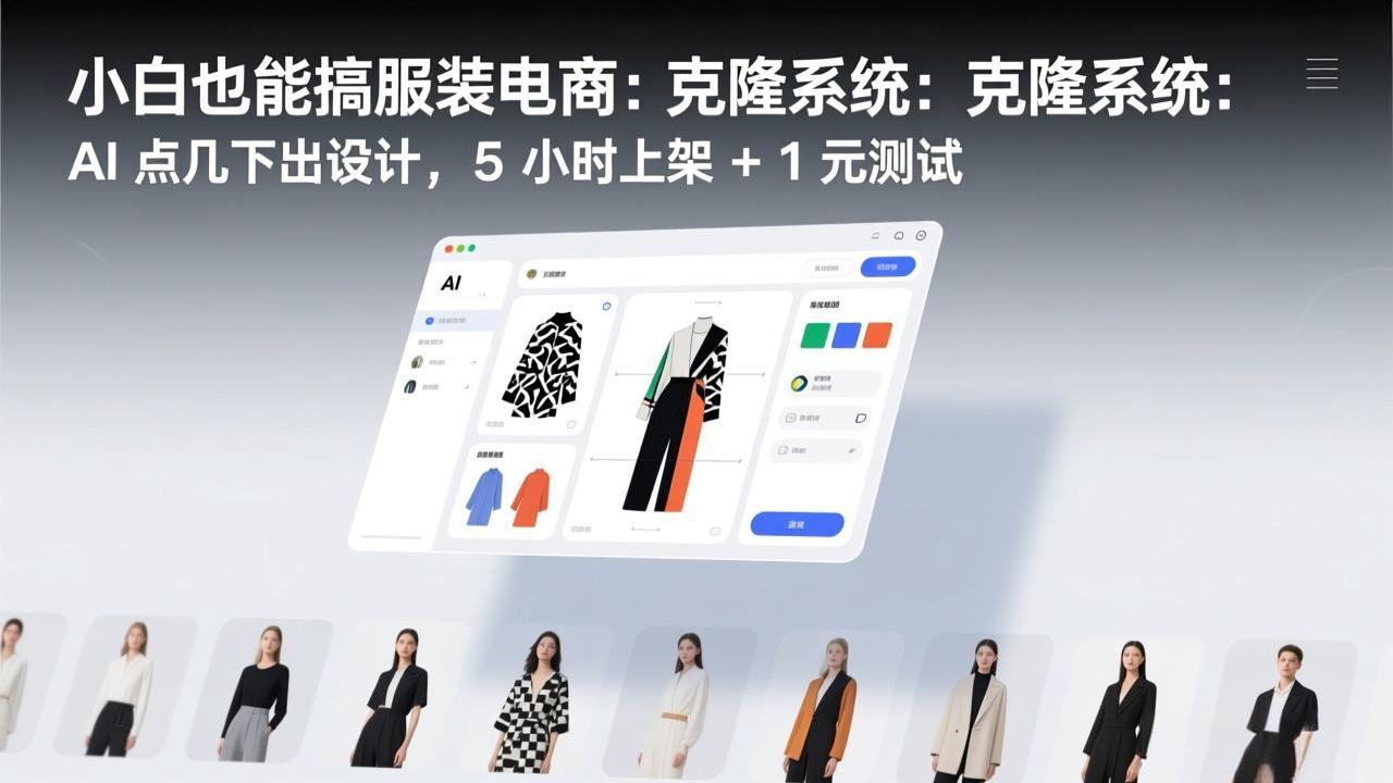 小白也能搞服装电商：克隆系统：AI 点几下出设计，5 小时上架 + 1 元测试-新时光资源网