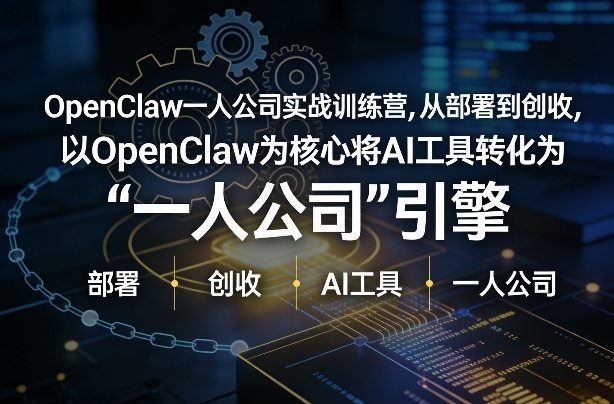 OpenClaw小龙虾+一人公司实战训练营，从部署到创收，将AI工具转化为“一人公司”引擎，低成本变现-新时光资源网