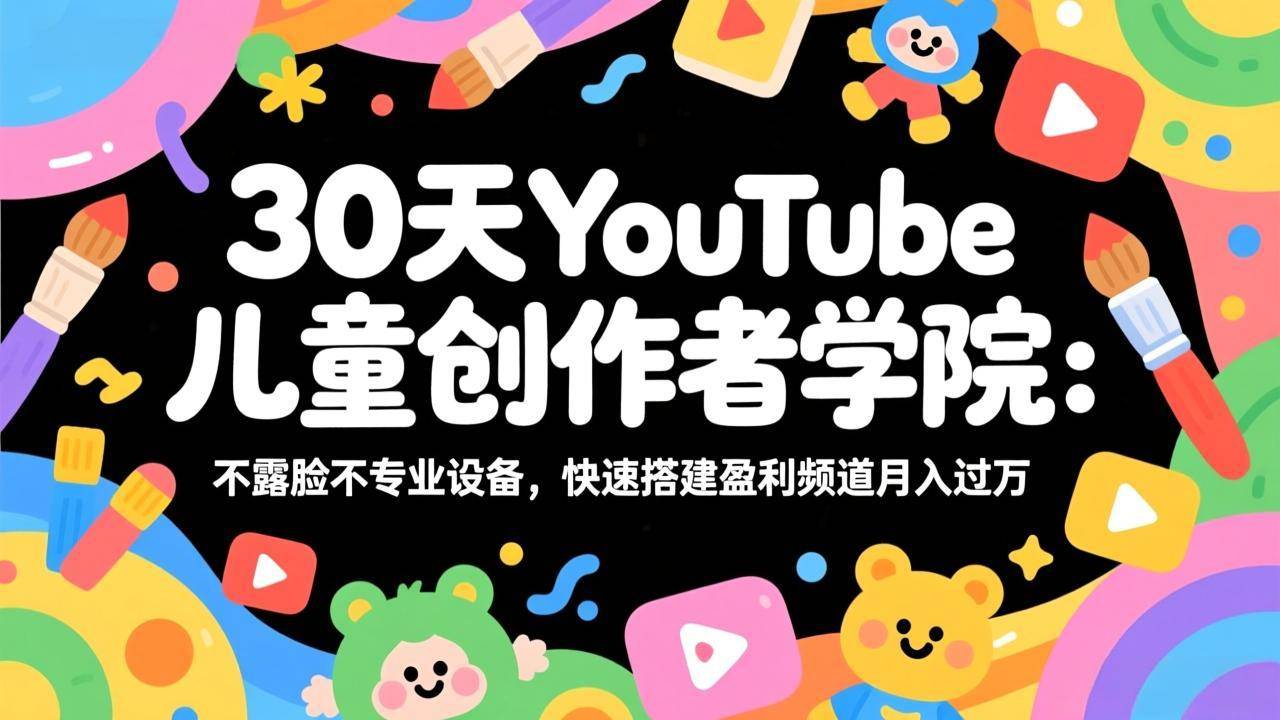 30天YouTube儿童创作者学院：不露脸不专业设备，快速搭建盈利频道月入过万-新时光资源网